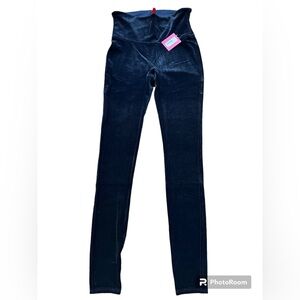 Spanx Velvet Leggings Women’s Size SM Black Stretch High Rise Holiday Party